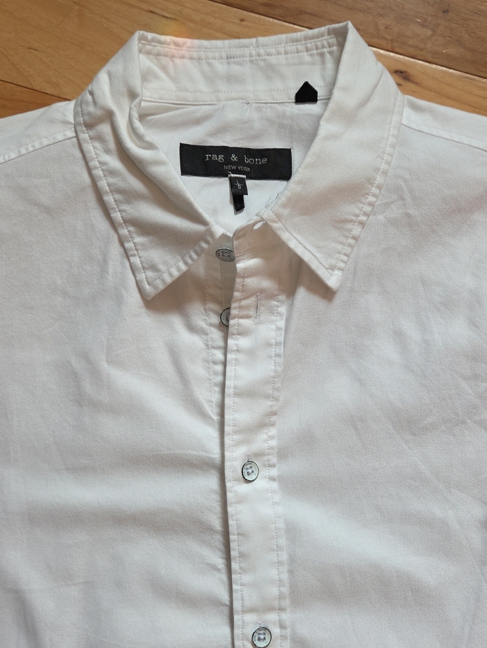 rag & bone White Men's Cotton Button-Up Shirt Large